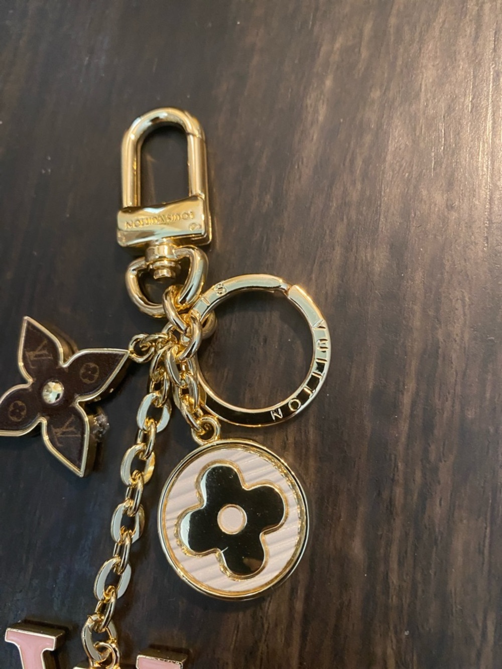 Louis Vuitton Pink & Gold Monogram LV Keychain Bag Charm - Picture 4 of 8
